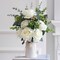 Artificial Rose Flower Arrangement in White Ceramic Vase with Heart Charm Décor, 16" Artificial Flowers with Eucalyptus Stems and Greenery, Rustic Farmhouse Table Centerpiece for Home, Kitchen, Office 14"H x 9’’W